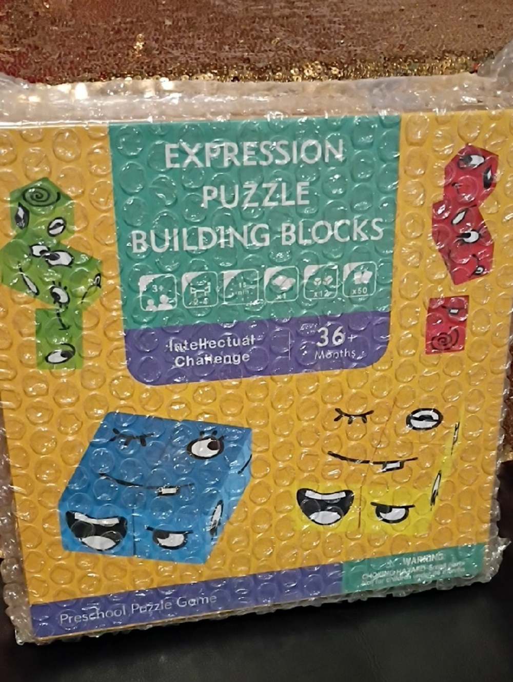 Expressions Puzzle Building Blocks - Yellow, Blue, Red & Green Character Set